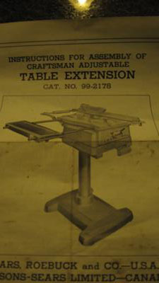 Craftsman Table Saw Model # 113.29991